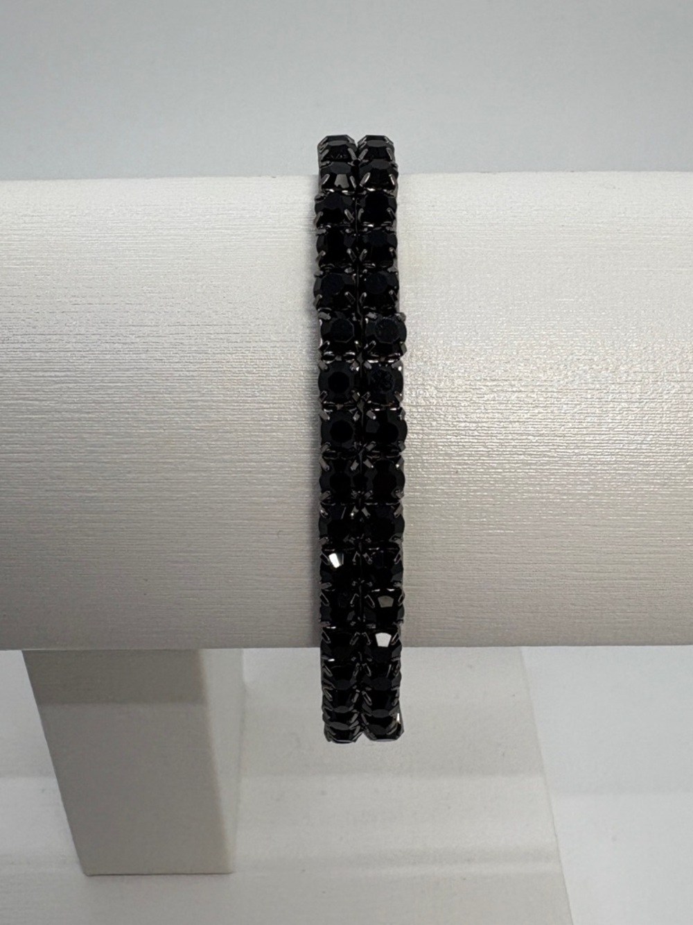 Black Crystal Rhinestone Stretch Bridal Wedding Bracelet